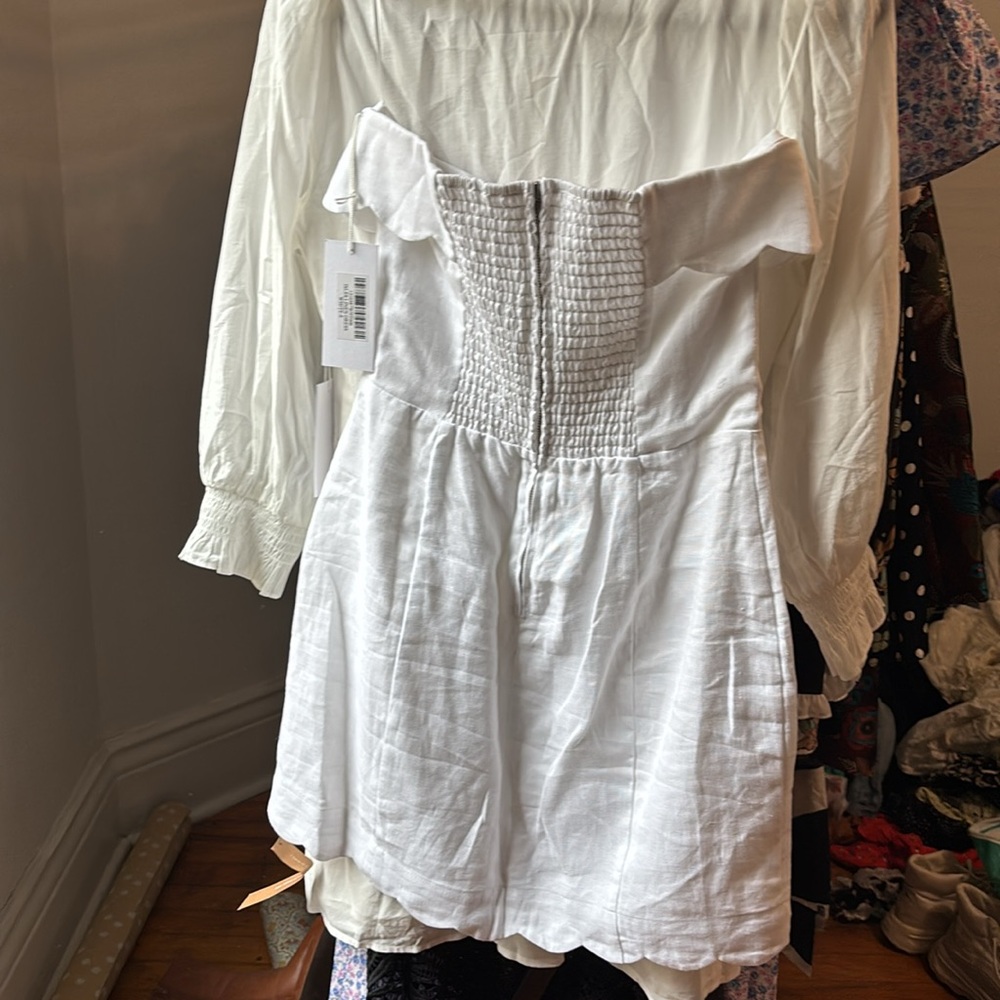 Reformation Isles Linen Dress White - Size 6 - Picture 3 of 4